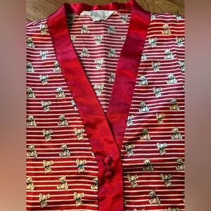 Vintage Stripped Teddy Bear Button Up Pajama Top.